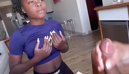 Poor Ebony Teen Rimming Her Sugar Daddy For New Clothes