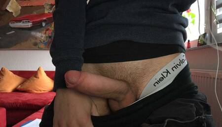 unpacking my hard big uncut cock