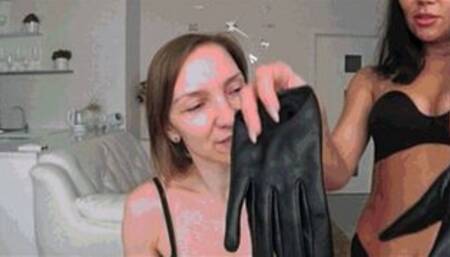 hands in leather gloves over her mouth and on her neck M2IV