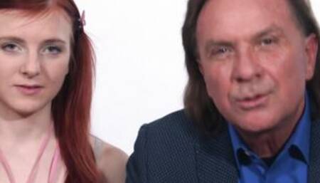 Thin red haired Teenagers got the huge penis from the German man