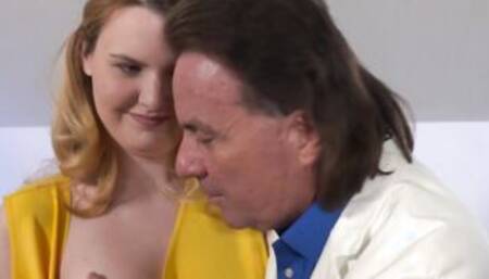 Thin 18 Year Old into pink socks during the german Casting