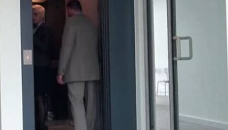 Hottie big titted Secretary inside Nylon Underwear got anal Sex into the Elevator