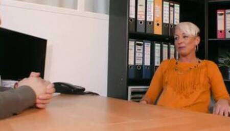 Big Tit German Stepmom screwed inside her Office