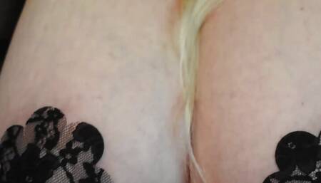 Flowery Lacy Pasties on Huge Natural Tits! POV DDD Titties