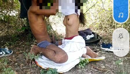 Brought the schoolgirl to the forest and fucked her