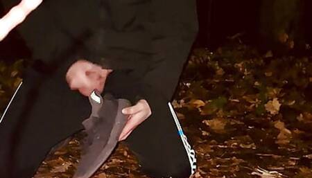 Gay motocross amateur cuming his yeezy sneakers outside