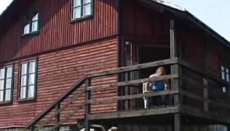 Country housewife gets her slammed outdoors