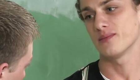 Student Phillip Ashton cums from teacher Tyler Dawsen mouth