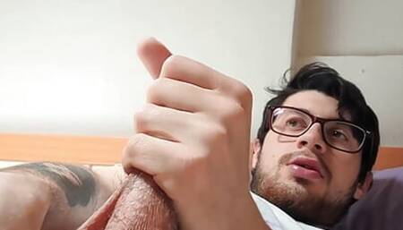 Twink jerks his dick with warm nutrient rich milk