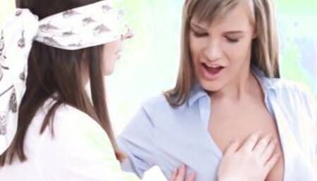 Big Titted eighteen Yo Eva Kay and Long Boobed Clary Grants Him The Incredible Bombshell 3-way