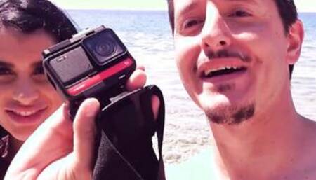 point of view 3 way at the Beach with 2 good Hispanic Babes