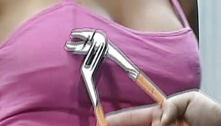 Hot brunette babe from Germany loves a double cumshot inside her mouth