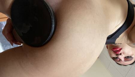 Masturbating with huge plug in her ass