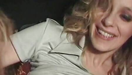 Gorgeous blonde MILF gets fucked hard in taxi while her friend watches