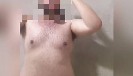 Latin boy take a shower
