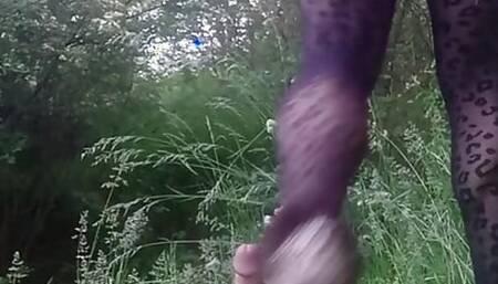 Magda dildo fuck outdoor