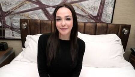 This teen model with 32dd natural tits is making her first porn