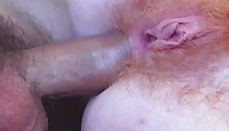 Milf red head lactates gets it in the ass