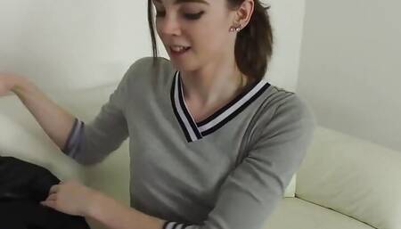 Cute but legal college student discovers the joy of she cock