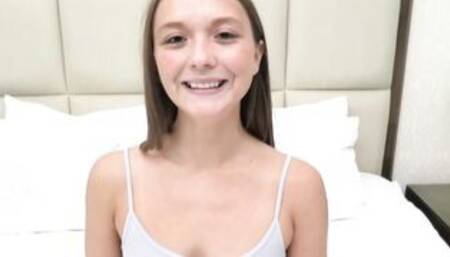 This tall blonde teens with nice hooters is brand new to porn