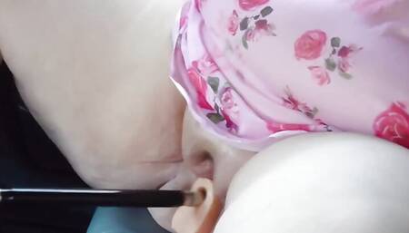 Big Ass Blonde With Big Tits Caught Masturbating Publicly In Car With Fucking Machine Outdoor