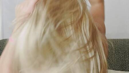 This short and sexy housewife gets to enjoy both a blowjob and a pussy feast before climbing into her boyfriend's lap