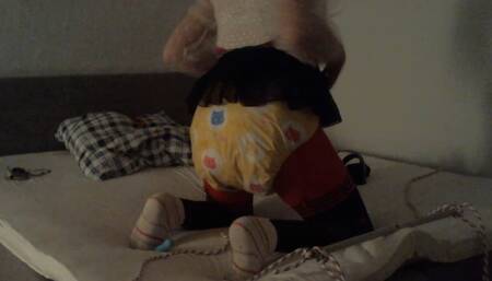 Sissy in chasity diaper bondage timelock vibrator cum