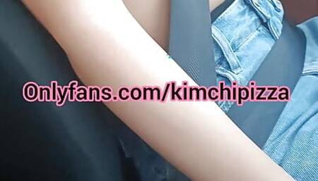 Asian Korean teen slut shows boobs in car