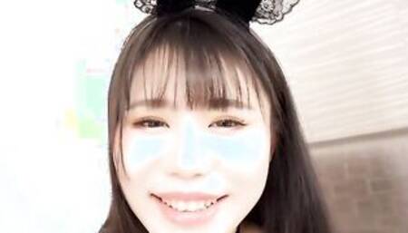 Hot bunny Kei Muto came to suck our cock today