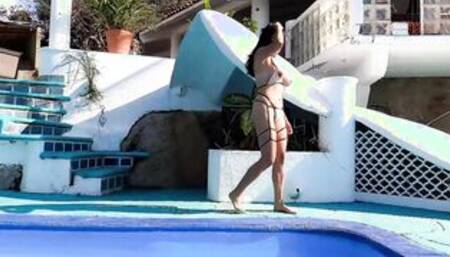 Big Tit Hispanic Beauty banged! inside the Pool at the real boned Date