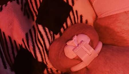 Extracting Cum in Small Pink Pussy Cage with Vibe