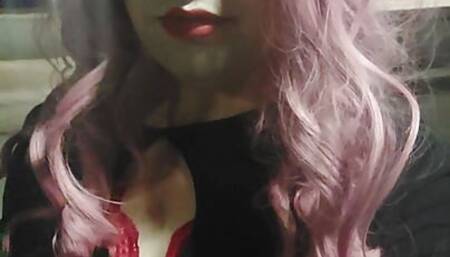 Public Sissy Walk in the Night with Crossdresser Juvia Jolie