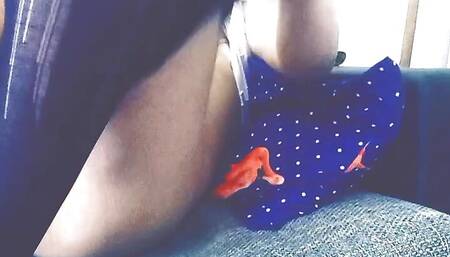 Crossdresser Barbara White masturbating till huge cum