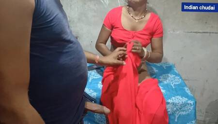 Hot Bhabhi in Red saree fucking with dever