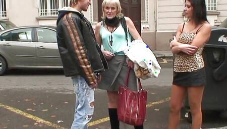 Old whorish blonde picked up and drilled by guy