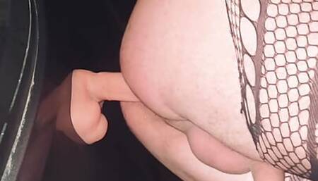 Kimberly_Sissy riding dildo in public