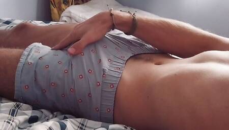 Horny twink in boxers