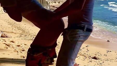 Sandy beaches and cute babes fucked in nature