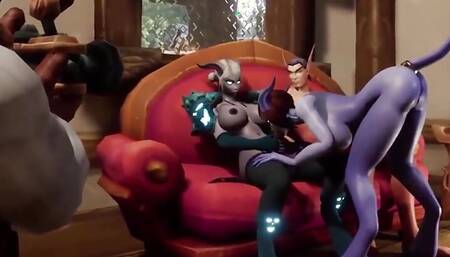 Threesome with a Futa Draenei - Warcraft Porn Parody