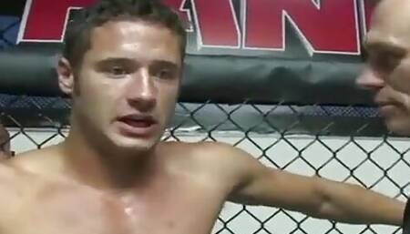 Stacy Adams hops on the winner's cock in the MMA cage and swallows his cum