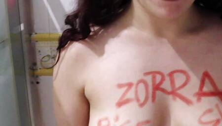 Twitter proposals 1 - Degrading body writing on my tits and washing it off with pee while masturbating ( BdsmNaughtyGirl )