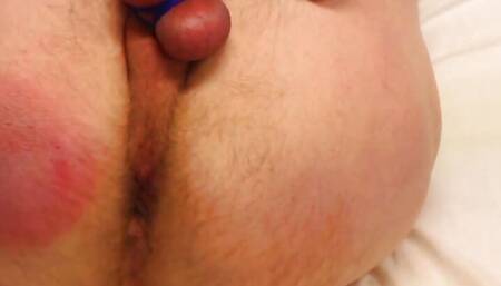 343 hairbrush spanks while having my cock and balls bound