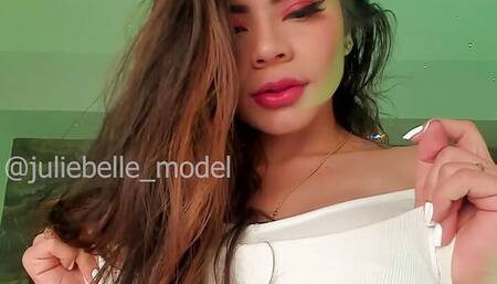 Seductive Rhythm: Julie Belle's Sensual Striptease and Body Exploration