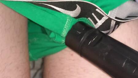 the vacuum cleaner strongly sucked the sperm of a young twink femboy