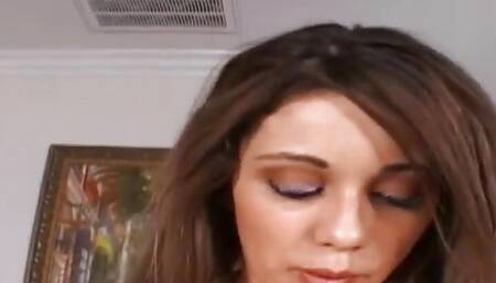 Priscilla strips down to lingerie before boning her man and getting cum