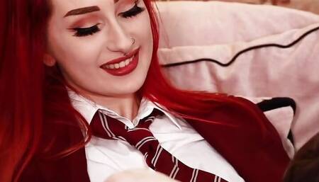 Skinny British Redhead Gets Fucked And Swallows Cum In Her Uniform