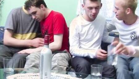 Amateur private bareback anal cummed sex party