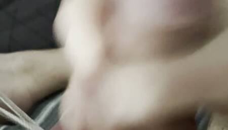 Tied his balls and jerking off his dick