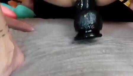 DEEP ASSHOLE TAKES A HUGE DILDO
