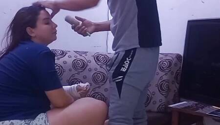 My stepsister's boyfriend enters my room and ends up giving a good and delicious fuck... while my stepsister is resting